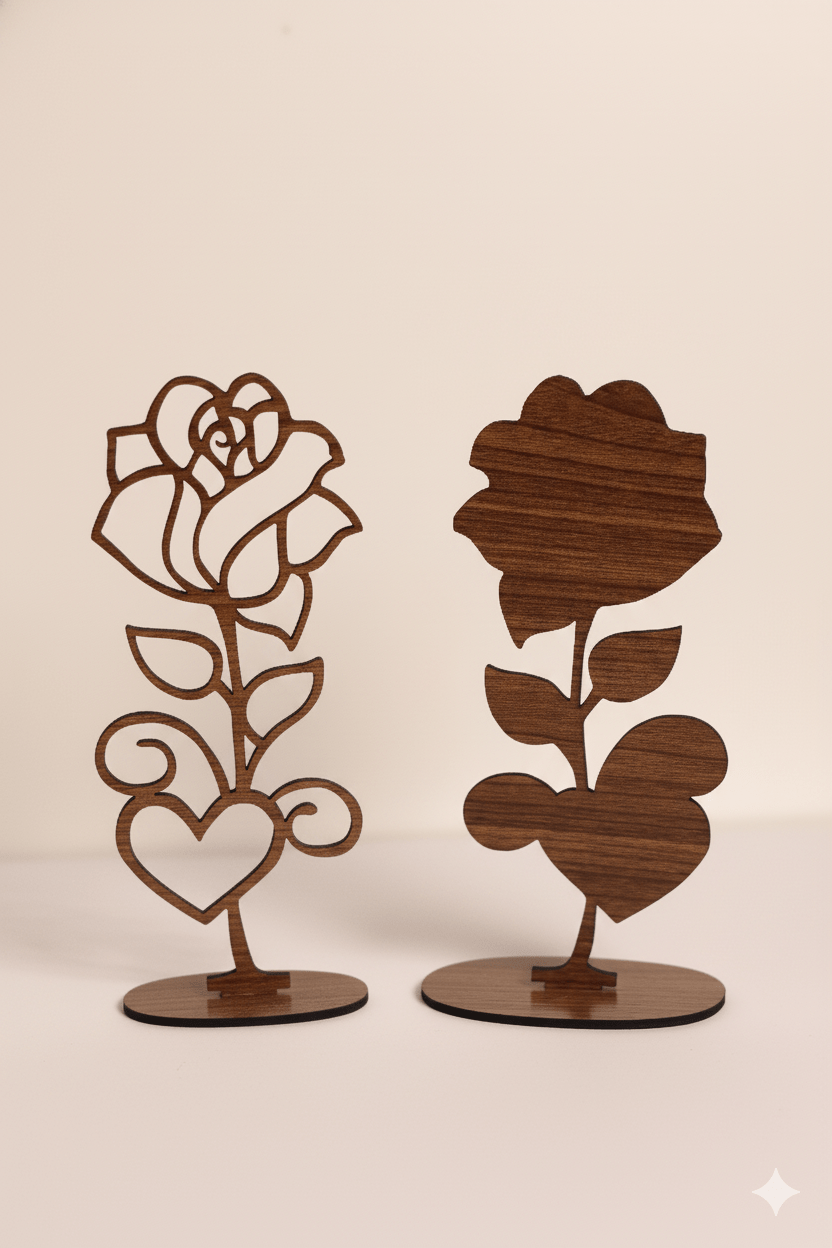 Duo de Roses en Bois