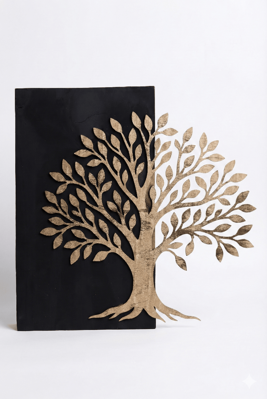 Cadre Arbre de Vie – Bois Doré sur Fond Noir