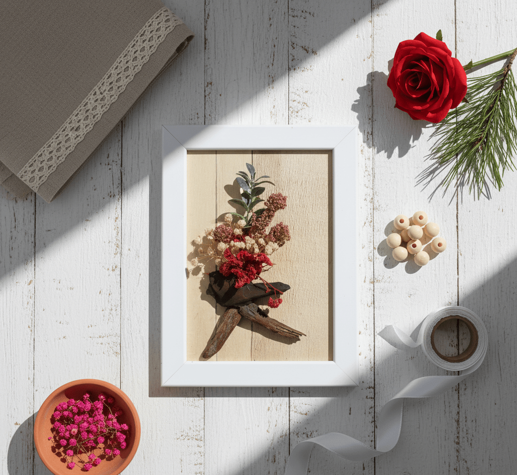 Cadre Décoratif Fleuri – Bois & Élégance